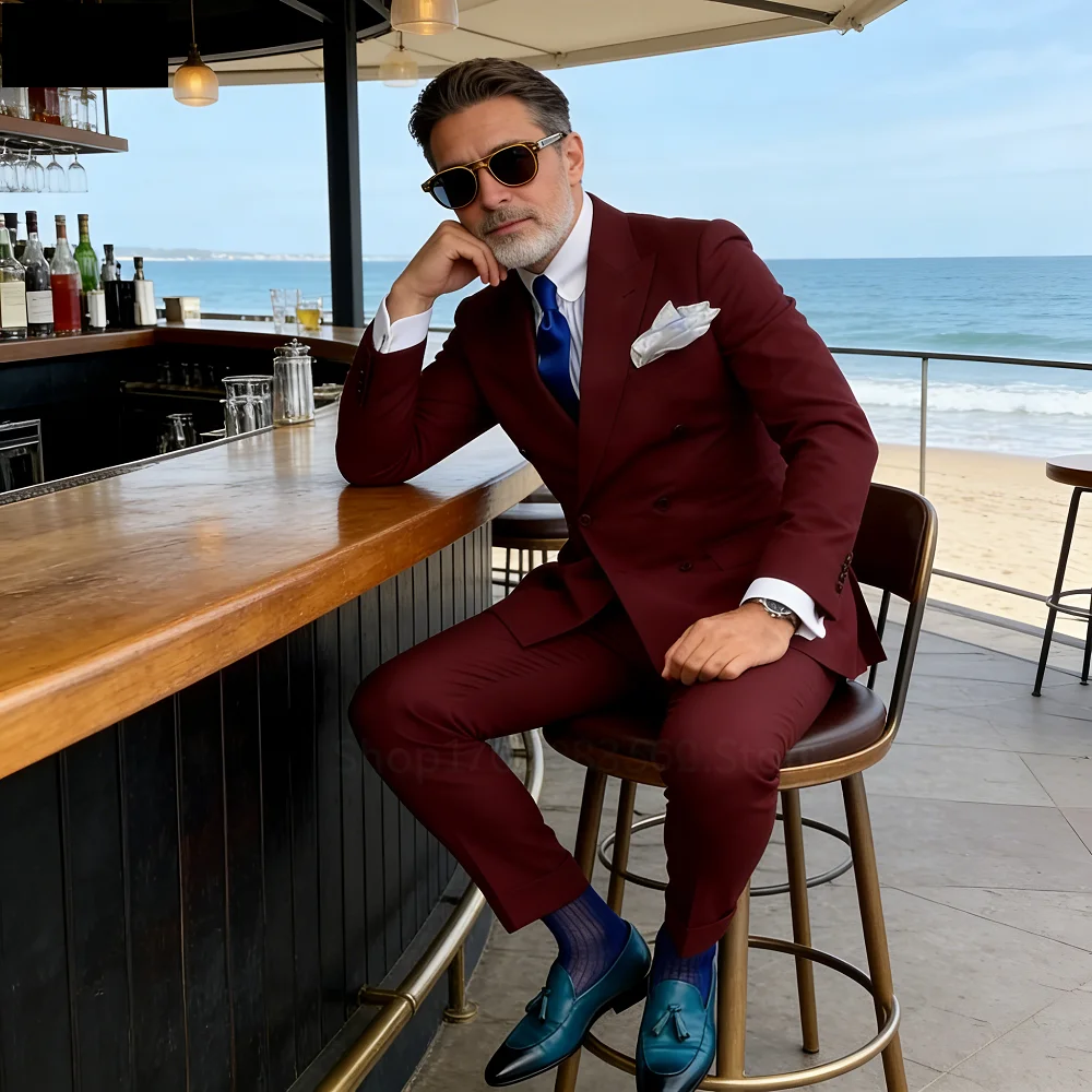 

Men's Formal Blue Blazer Set Peak Lapel Tuxedos for Party Boutique Wedding Smoking Jacket Just Fit Male Outerwear