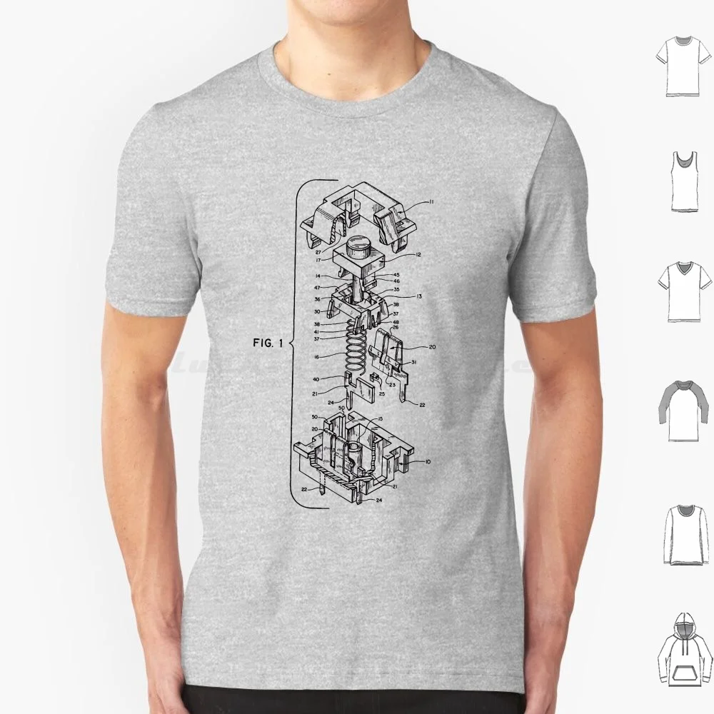 Mechanical Keyboard Key Patent T Shirt Cotton Men Women Diy Print Cherry Rings Mech Keyboard Mechanical Key Clicky Patent