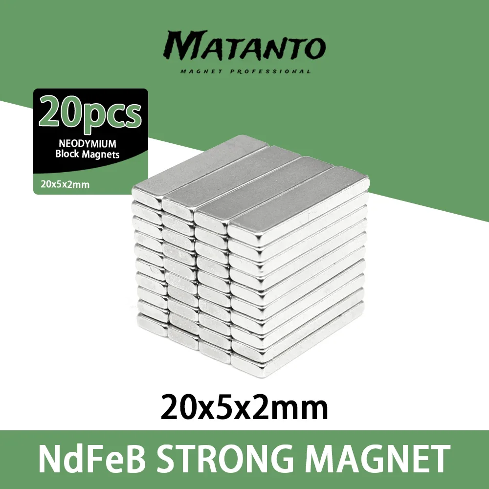 10-200PCS 20x5x2 mm Block Super Strong Magnetic Magnets 20mm*5mm*2mm Permanent Neodymium Rectangular Magnet 20*5*2 mm 20x5x2mm