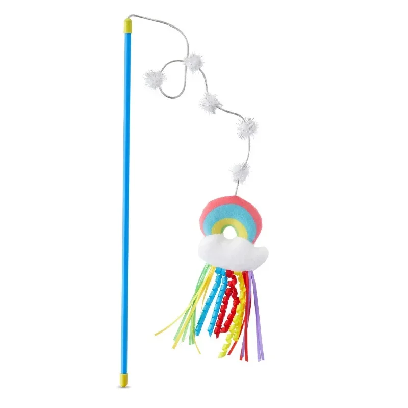 

New Upgrade, Cat Toy - Rainbow Wand Teaser with Catnip,NEW,Free shippment