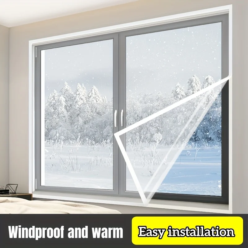 

Transparent Window Film Windproof&Thermal Insulation Self-Adhesive Thermal Curtain for Doors,Windows, Balconies