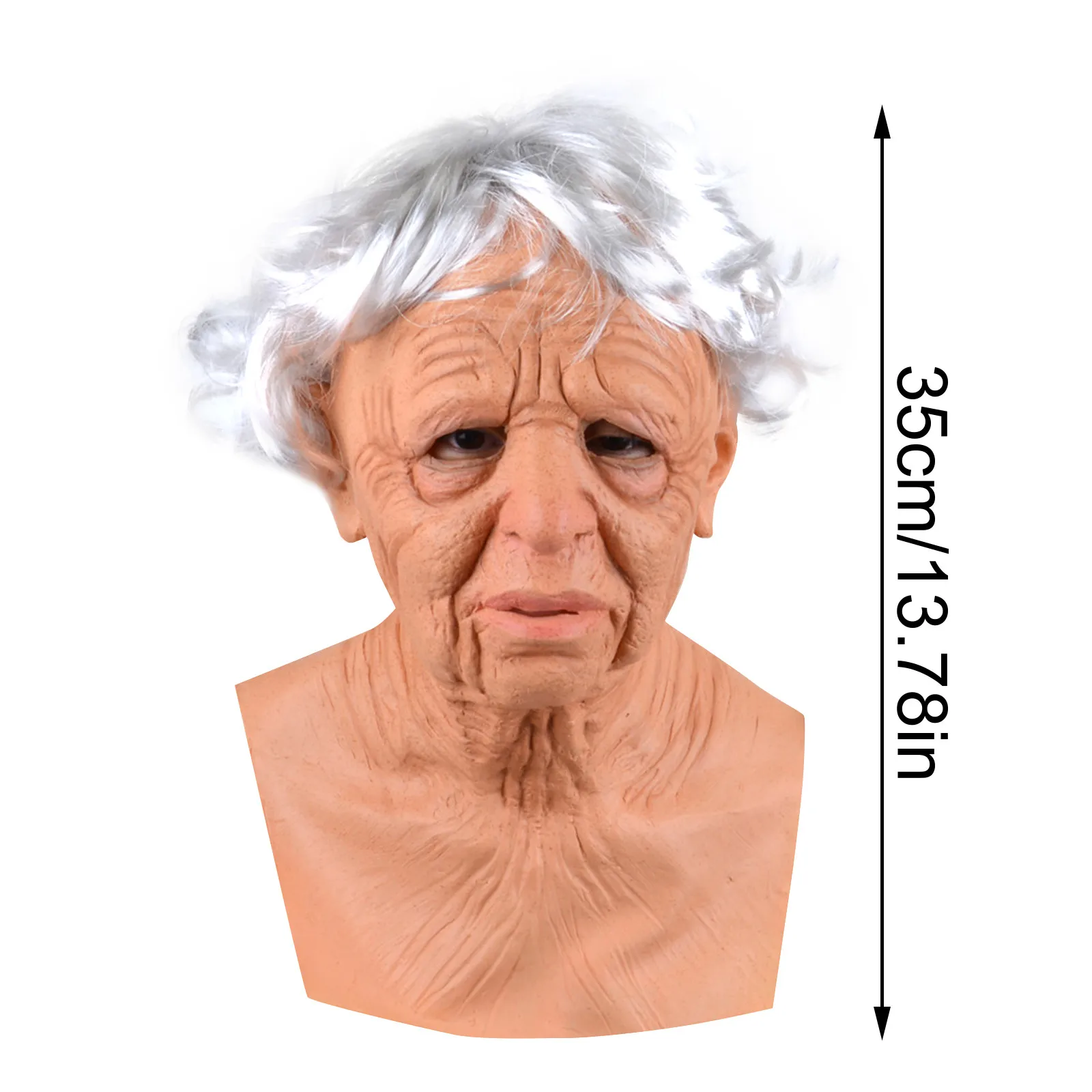 Nowy zestaw słuchawkowy z maską Old Man ead Cover Old Man Granny Face Wig ， Theme Horror Mask Snug Band Snug Mask Easter Masquerade Party Mask