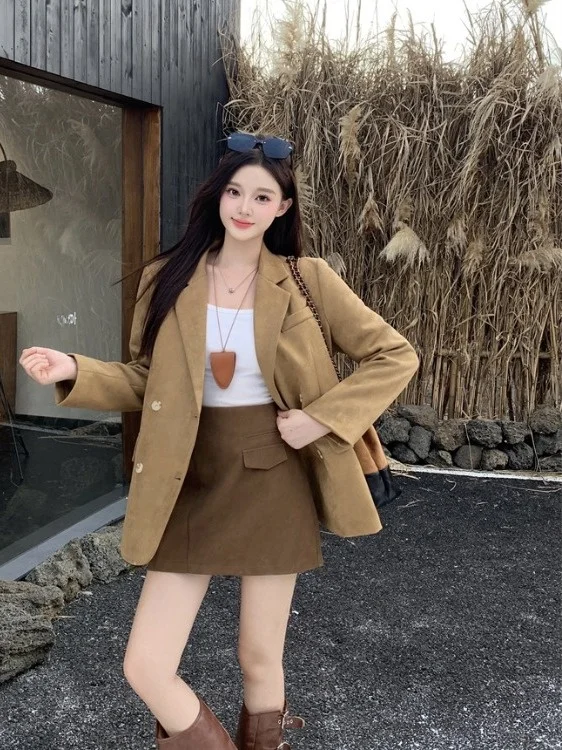 

plus Size Women's Classic Single-Button Lapel Suit Jaet Korean Sle Loose Fit High Waist Autumn New Faion Versatile Top