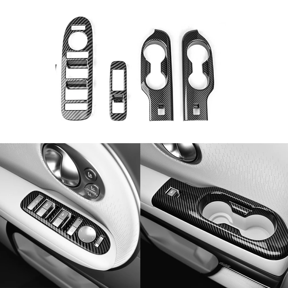 

4pcs Front Window Button Cover Car Door Armrest ABS Rear Row Water Cup Window Button Trim For Hyundai IONIQ 9 Accessories LHD