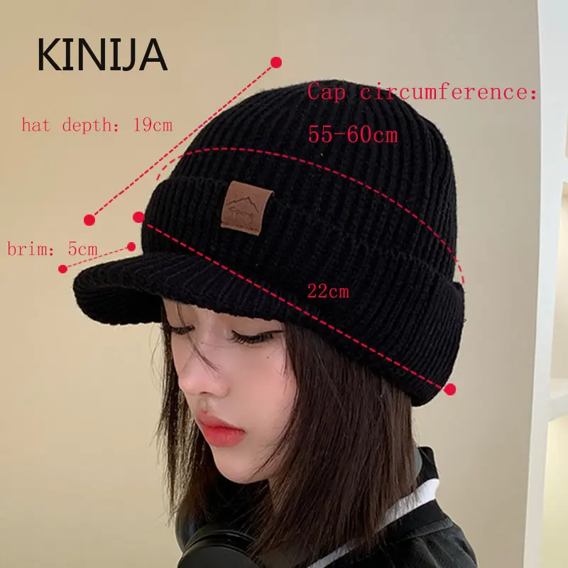 Pilot Glasses Knitted Hats for Women In Winter Outdoor Street Multipurpose Plush Warm Coldproof with Brim Beanies for Men Caps