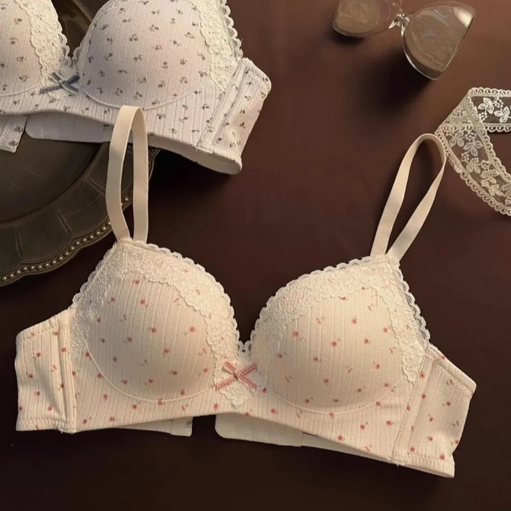 Sutiã floral sem fio v, justo, anti-flacidez, à prova de choque, push up, lingerie, sutiã sem rastros para mulheres, yoga