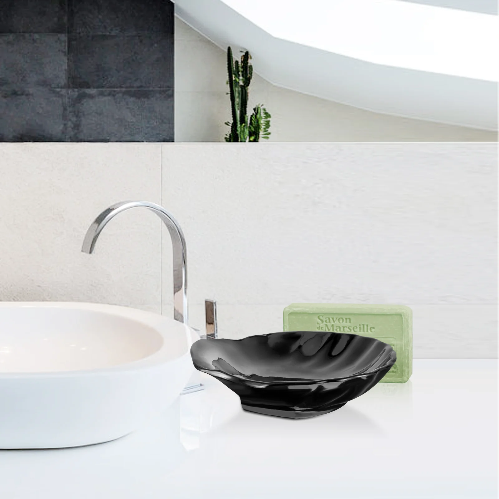 Jewelry Holder Shell Soap Dish Bar Shampoo Dishes for Bracket Small Tray Shower Black Bathroom