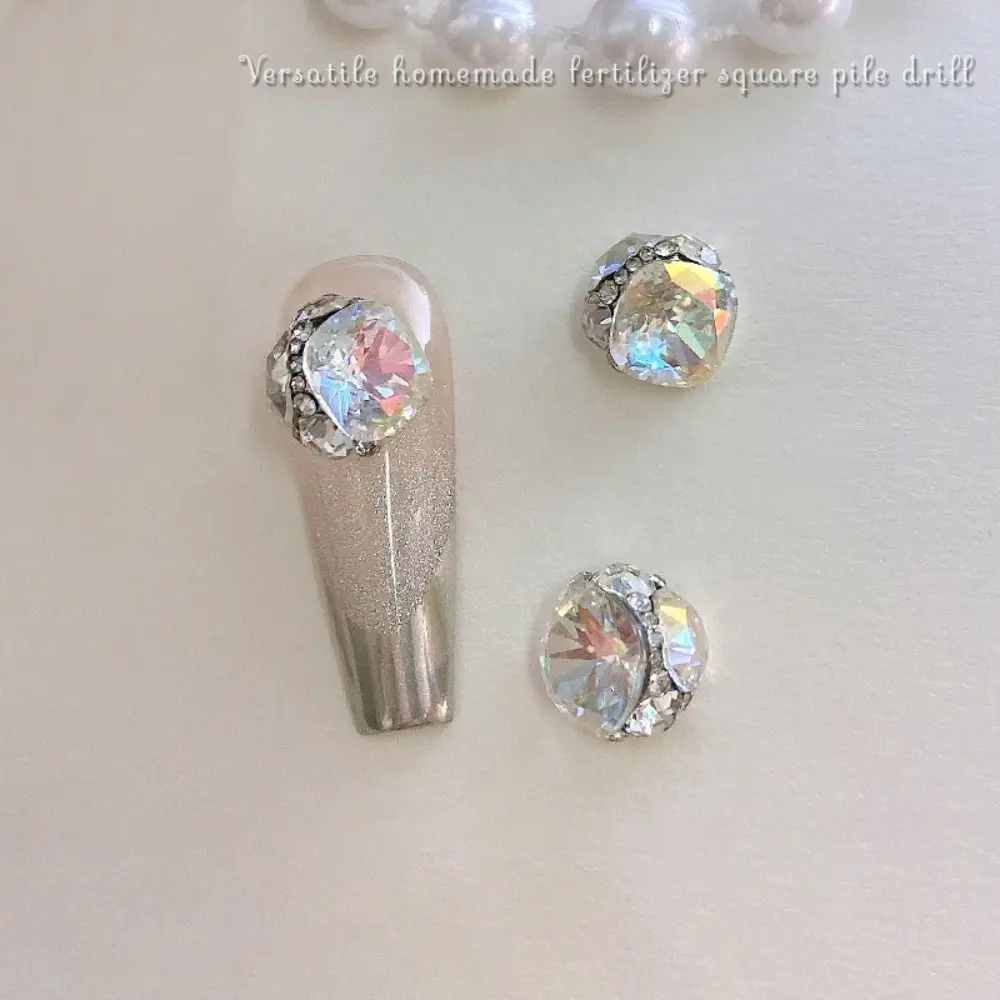 DIY cuadrado gordo hecho a mano uñas diamantes de imitación aleación de lujo accesorio de Arte de uñas 3D cristal manicura decoración accesorio chica