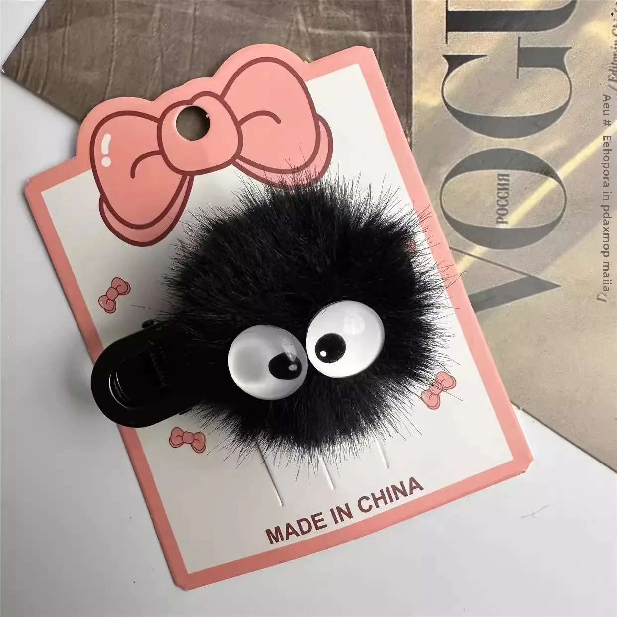 Children's Funny Duckbill Hair Clip Cross-Border Totoro Black Coal Ball Plush Hair Clip Salon Professional Girl Hair Accessories view 6