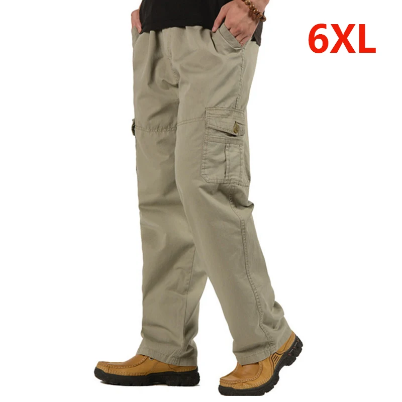 

2022 Men Pants Large Size Big 6XL Plus Men's Cargo Pants Trousers For Men Sports Pants Military Style Trousers Jogger Pants Male