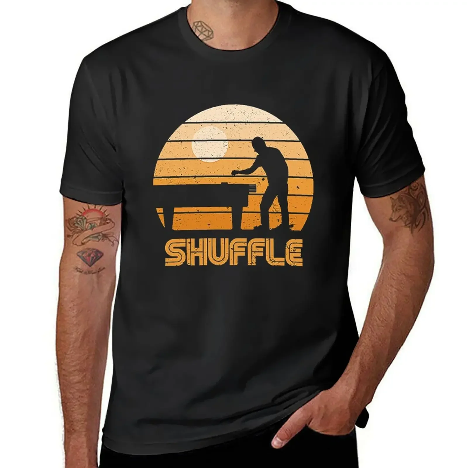 

Retro Sunset Shuffleboard Table T-Shirt shirts graphic designer shirts tops funny t shirts men