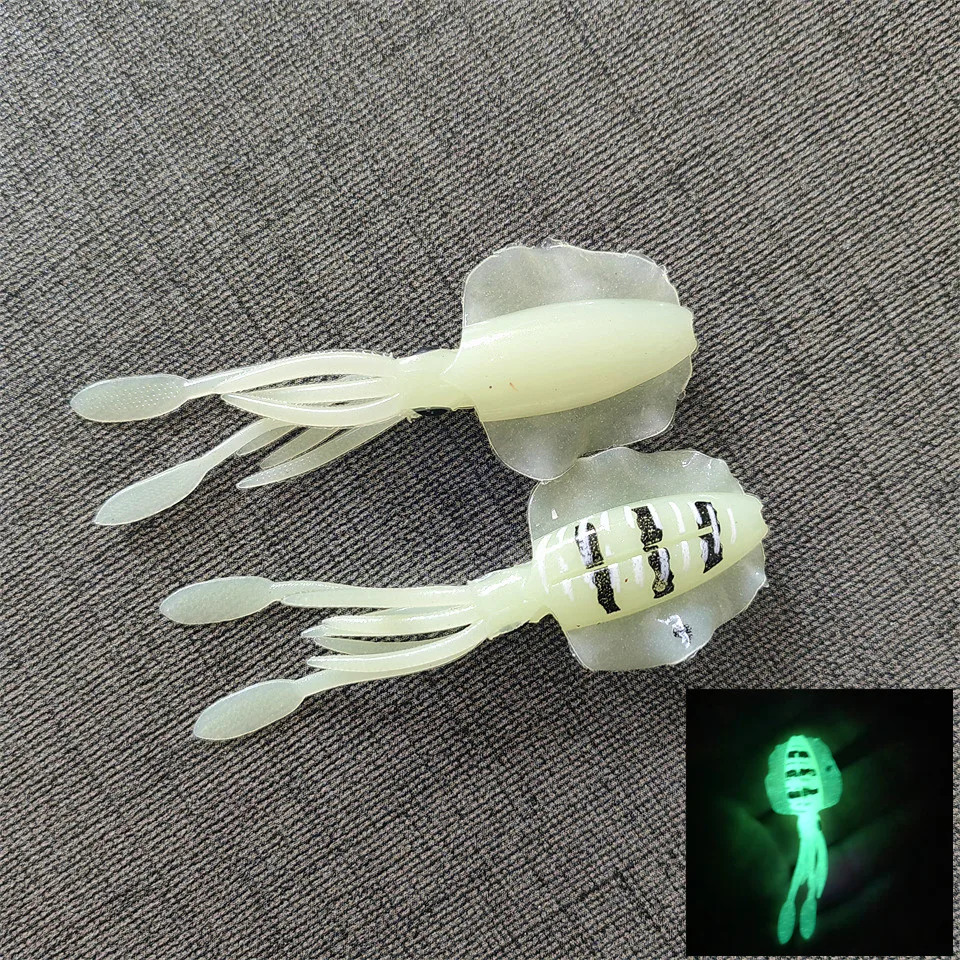 MUKUN 4PC 2g 6.5CM Luminous Squid Jig Soft Squid Fishing Trolling Lure For Sea Fishing Boat Fishing Wobblers Bait Rockfishing
