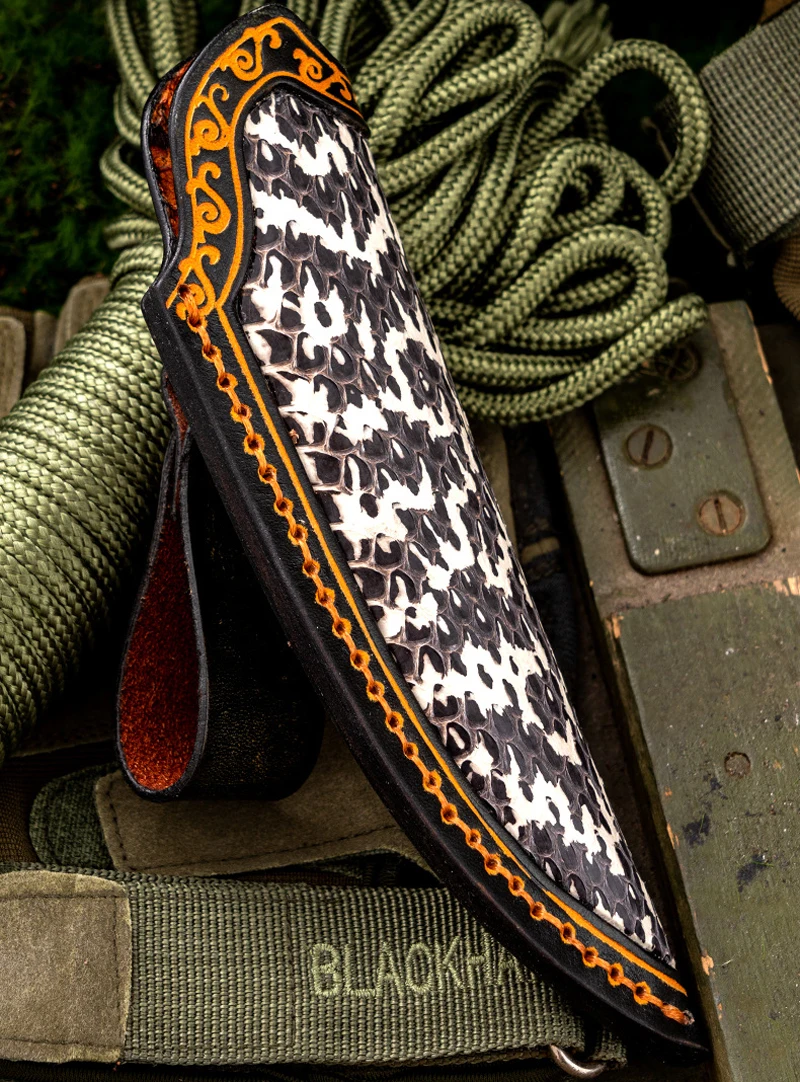 Outdoor straight knife storage bag portable tool knife cover cowhide knife scabbard，1pcs