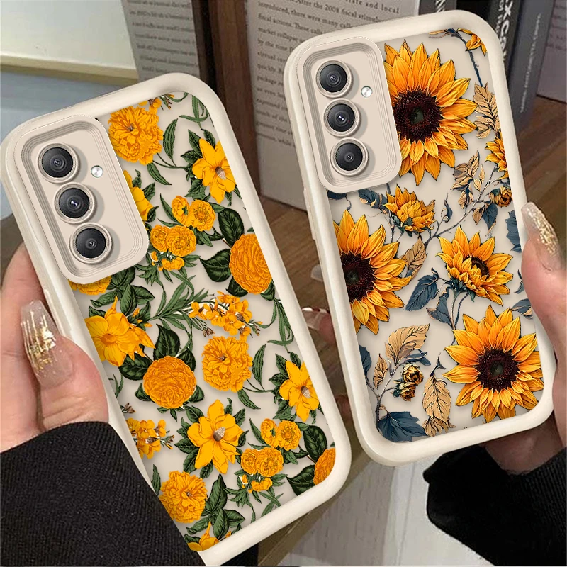 Sunflower Flower Oil Painting Case for Samsung Galaxy A55 A15 A35 A25 A05 A05S 5G A24 A13 A23 A12 A22 A32 A52 A52S A71 A72 A51