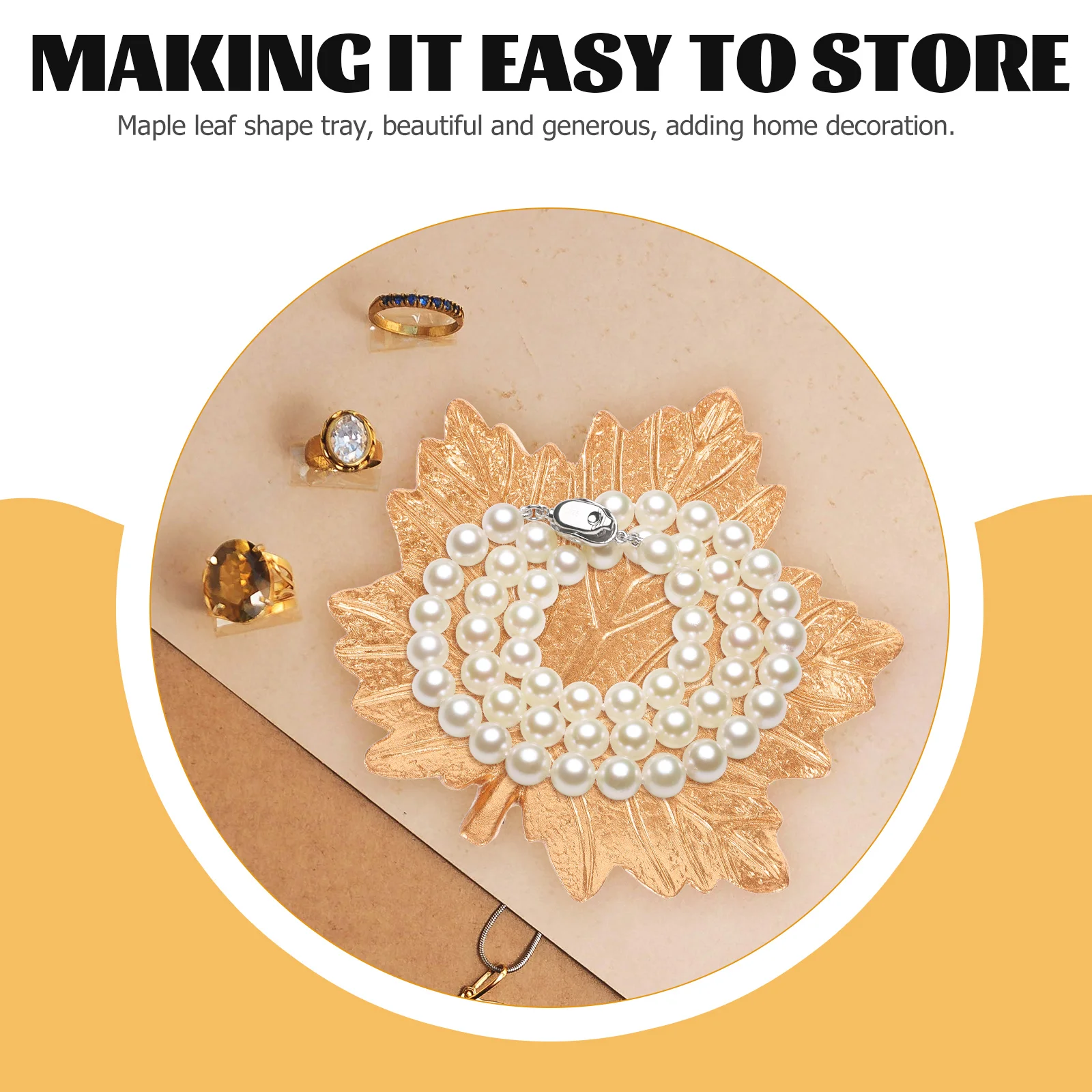

Metallic Maple Leaf Resin Tray Golden Color Jewelry Ring Necklace Storage Home Insulated Coaster Large Capacity Multi Functional