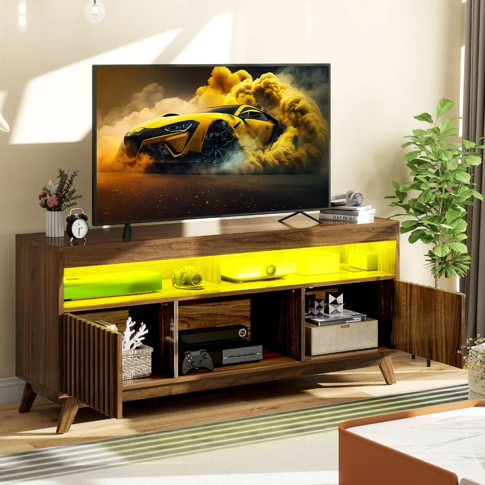 

59" Fluted TV Stand for 65inch TVs Entertainment Center TV Media Console Table