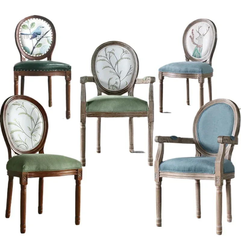Europäische Retro-Esszimmerstühle, Restaurant-Hocker aus Massivholz, Möbel für Cafés und Hotels, Neuer Chinesischer Designer-Mode-Stuhl