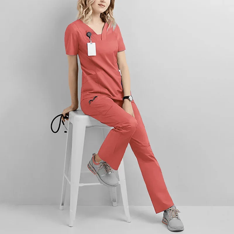 2024 Hot Sale Anti Wrinkle Washable Soft Fabric Nurse Scrubs Hospital Uniform Medical Scrubs Women Jogger Scrubs Sets Pair