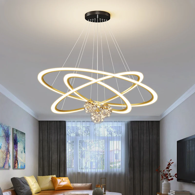 

Modern Led Starry Glass Ball Lamp Acrylic Chandelier Ceiling Lighting Living Room Bedroom Dining Room Interior Lighting