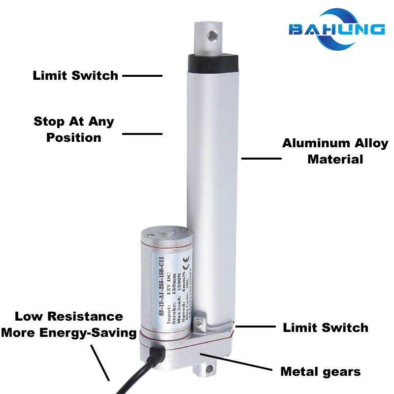 Imagem -02 - Atuador Linear de Curso de 14 Polegadas Motor dc Pequeno Resistente 350 mm 12v 24v Max 1500n 330lbs Atuador Linear Elétrico Push Pull