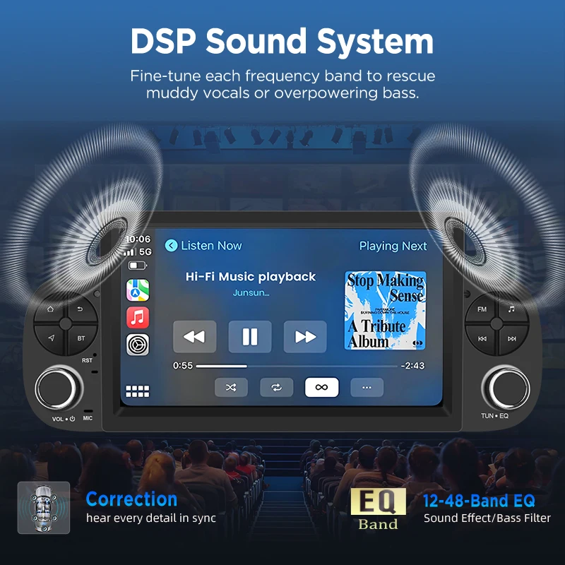 Junsun 7 "لاسلكي CarPlay أندرويد راديو السيارة التلقائي لشركة فيات باندا 2013 2014 2015-2020 نظام تحديد المواقع ستيريو الوسائط المتعددة واي فاي 4G 8core RDS #5