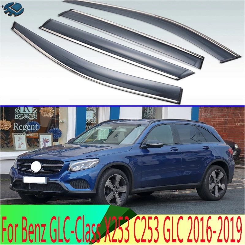 

For Mercedes-Benz GLC-Class X253 C253 GLC200 220 250 300 350 2016-2019 Visor Vent Shades Window Sun Rain Guard Deflector 4pcs