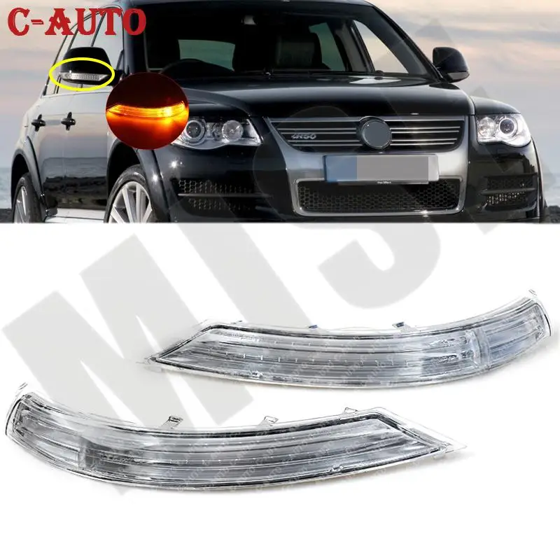 Lusterko wsteczne boczne LED kierunkowskazu bursztynowe lewe/prawe do VW Touareg 2008 2009-2011 7L 6949101 C 7L 6949102 C