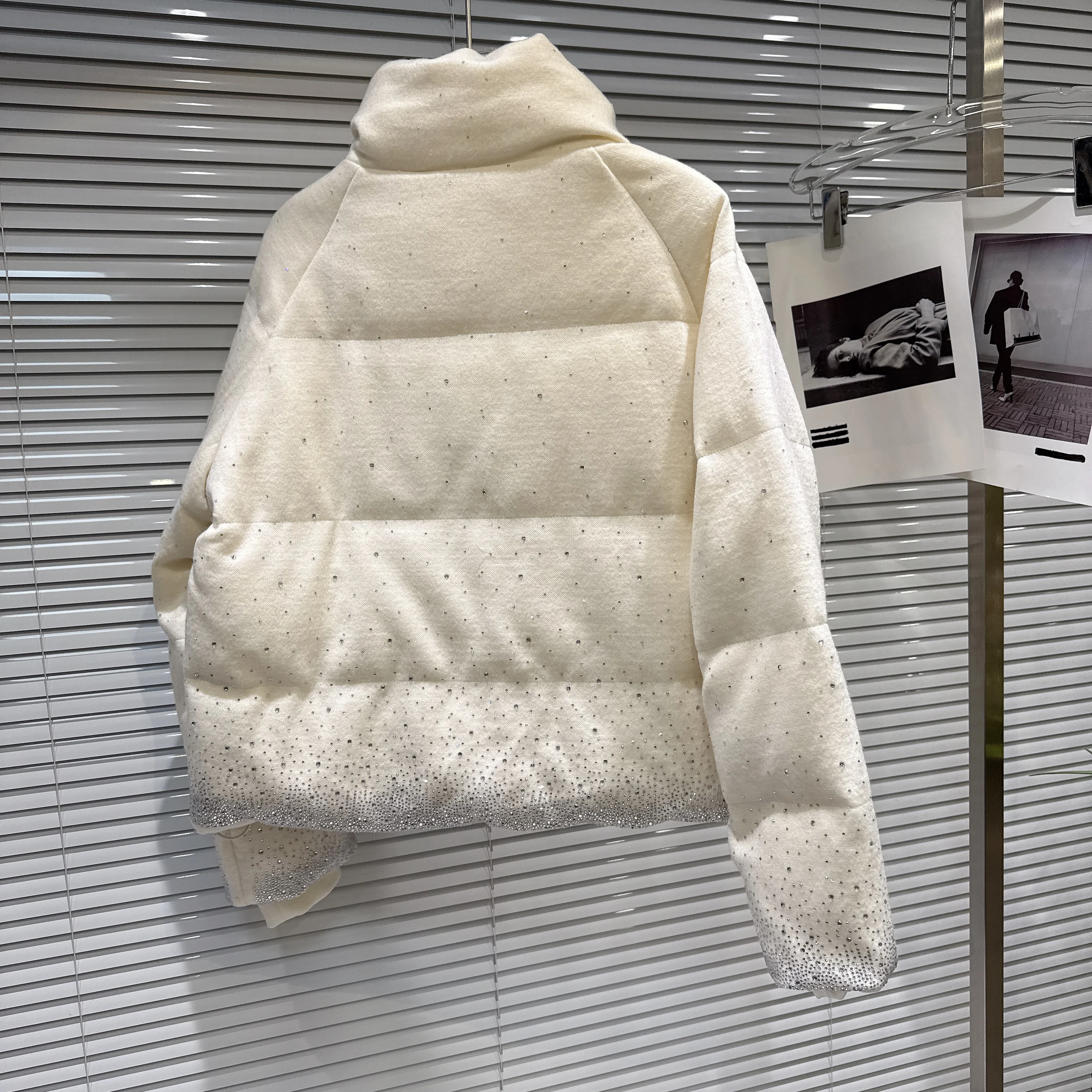 الكورية نمط أزياء الشارع الشهير الصناعة الثقيلة الماس الوقوف طوق سحاب أكمام طويلة حزام بولي يوريثان سترة قطن ضئيلة النساء الشتاء #5