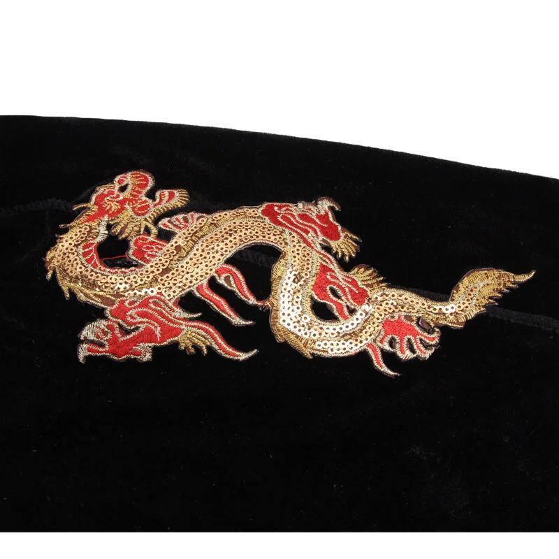 Fashion Velvet China Dragon Pattern Durag Breathable Bandana Long Tail Headwrap Women And Men Solid Color Hip Hop Turban