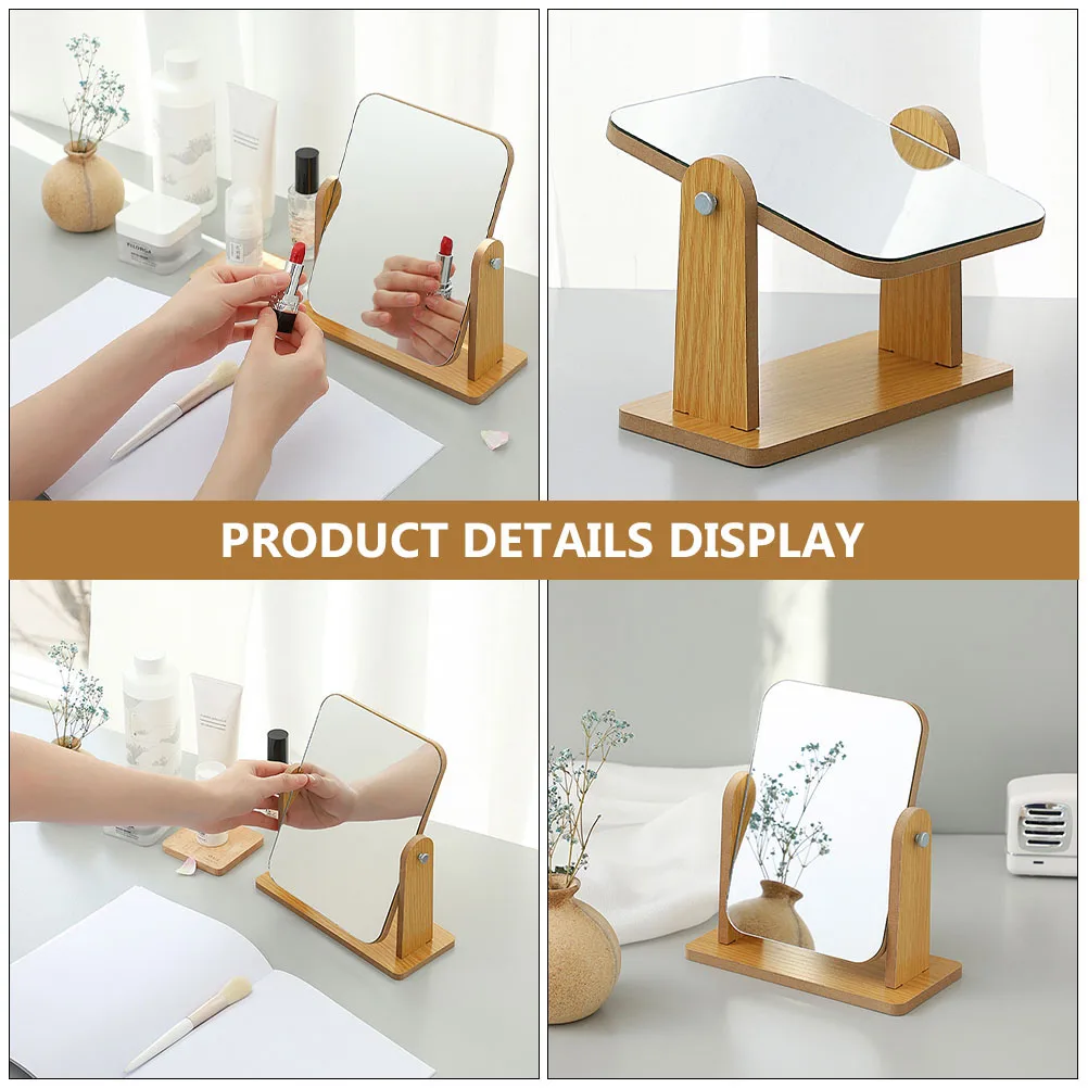 

Adjustable Vintage Mirror Wooden Vanity Rotating Angle Makeup with Stand