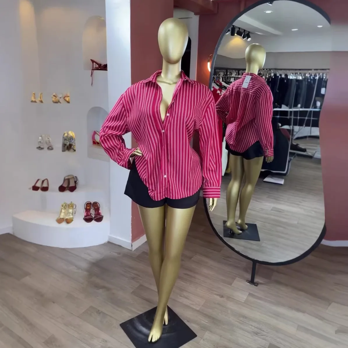Casual Striped Long Sleeve Shirt Top Loose Fit Turn-down Collar Versatile Fashionable Chinese Style Women's Summer Fashion