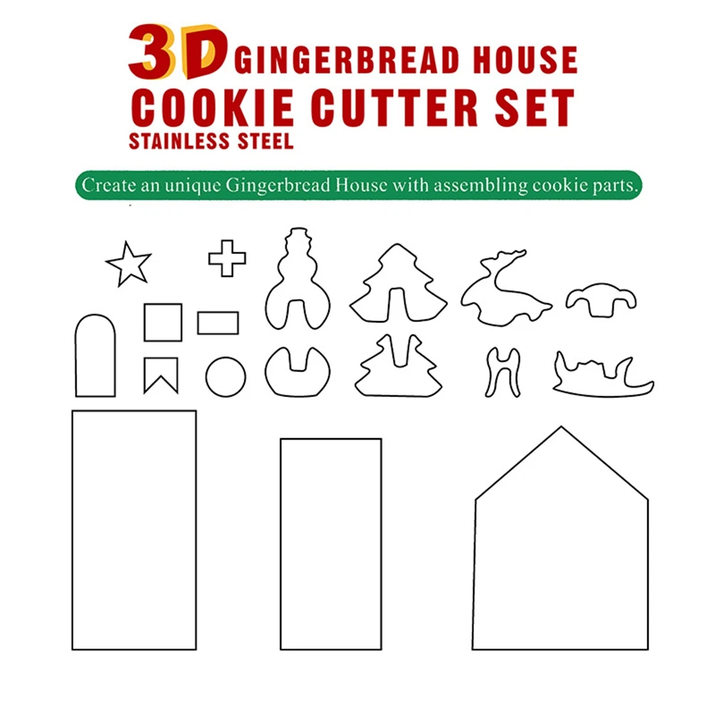 

18 Pcs Christmas Cookie Cutters Stainless Steel Bakeware Cake Decorating Tools Molds Accessories Biscuit