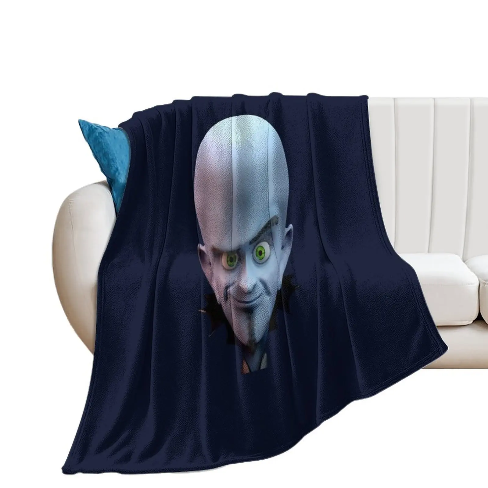 Smiling Megamind 3D *HIGH QUALITY* Throw Blanket Flannel Fabric funny gift Blankets For Baby Plush Blankets