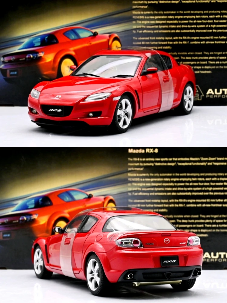 Autoart 1:18 RX8 Red JDM Alloy Fully Open Simulation Limited Edition Alloy Metal Static Car Model Toy Gift