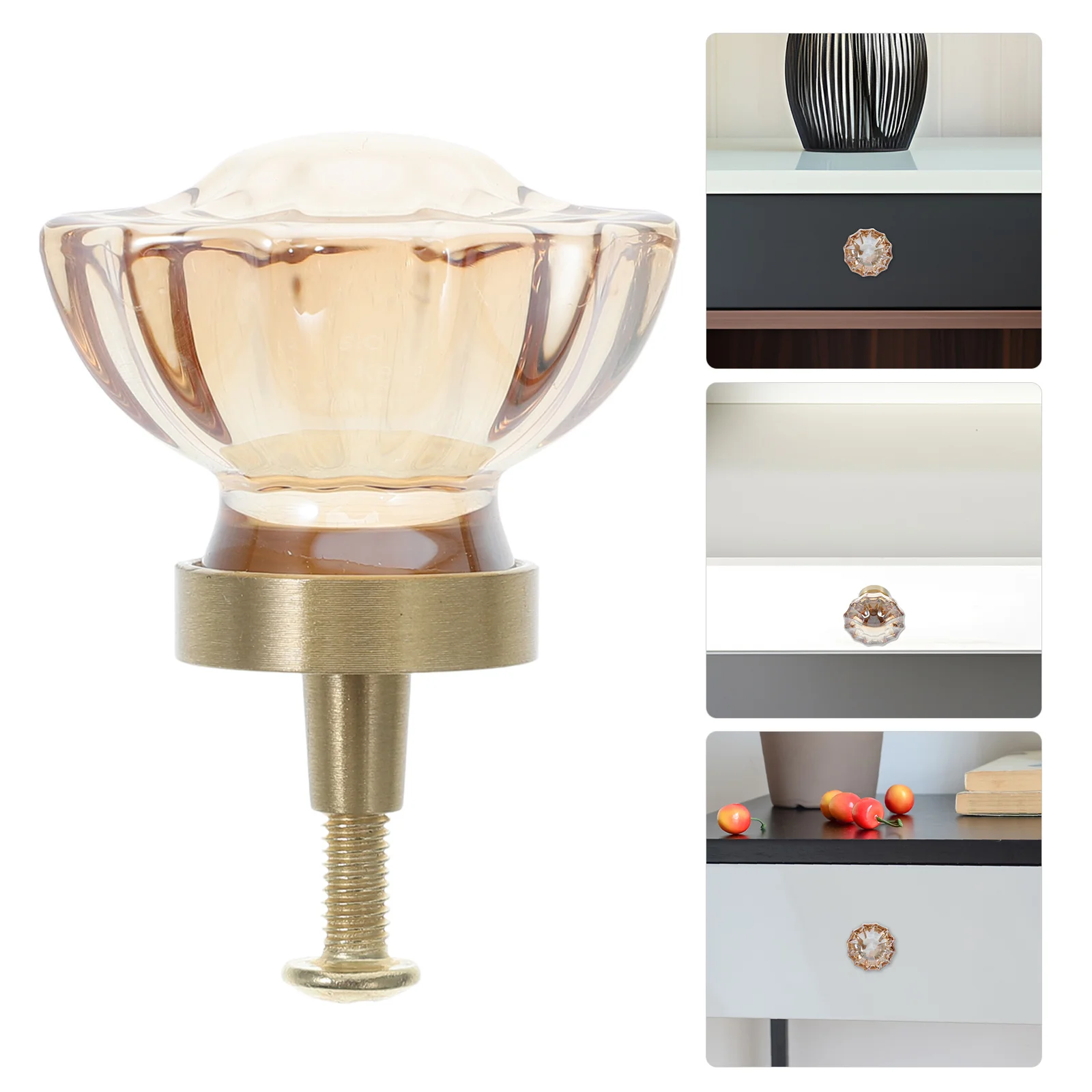 

Crystal Round Drawer Knobs Brass Clear Handle Elegant Cupboard Door Pulls for Kitchen Bathroom Furniture Hardware
