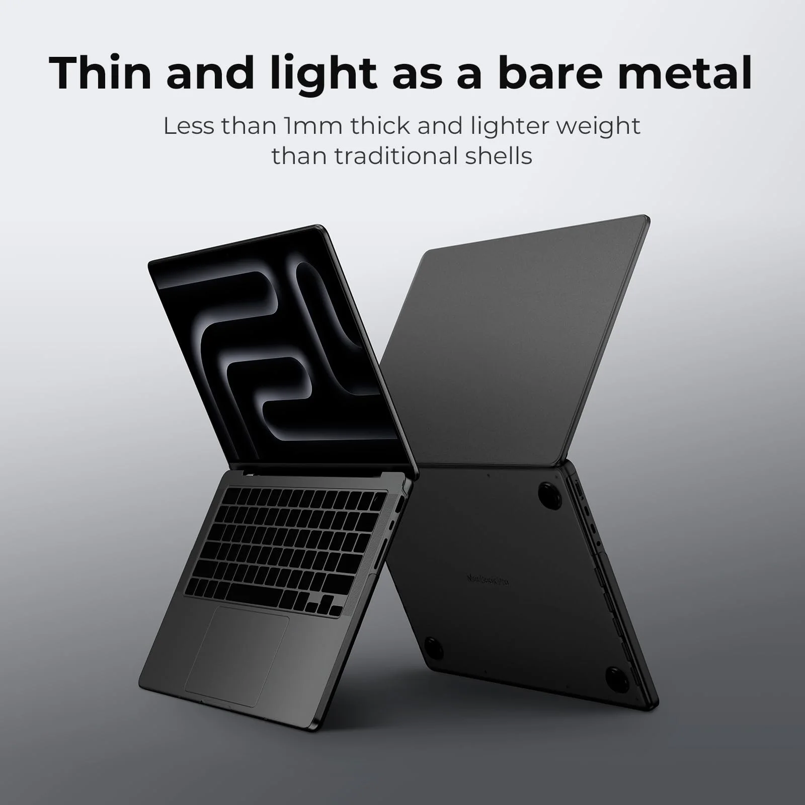 Eoocoo Case For Macbook Pro 14 Inch 2025 2024-2021 M4 M3 M2 M1 Pro Chip For Space Black Plastic Anti-Fingerprint Macbook Cover