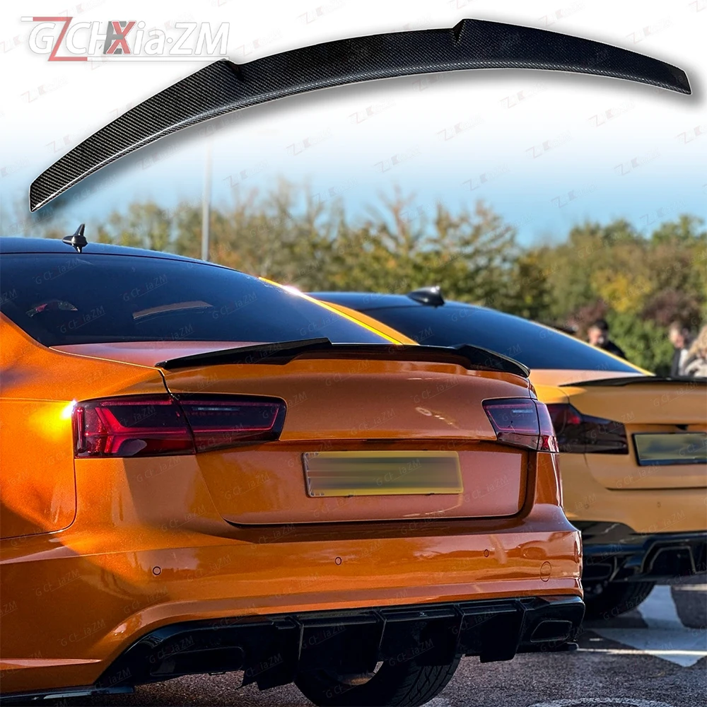 

For Audi A6 C7 S6 2012-2016 Sedan M4 Style Rear Spoiler Real Carbon Fiber Material Rear Trunk Lid Wing Accessories