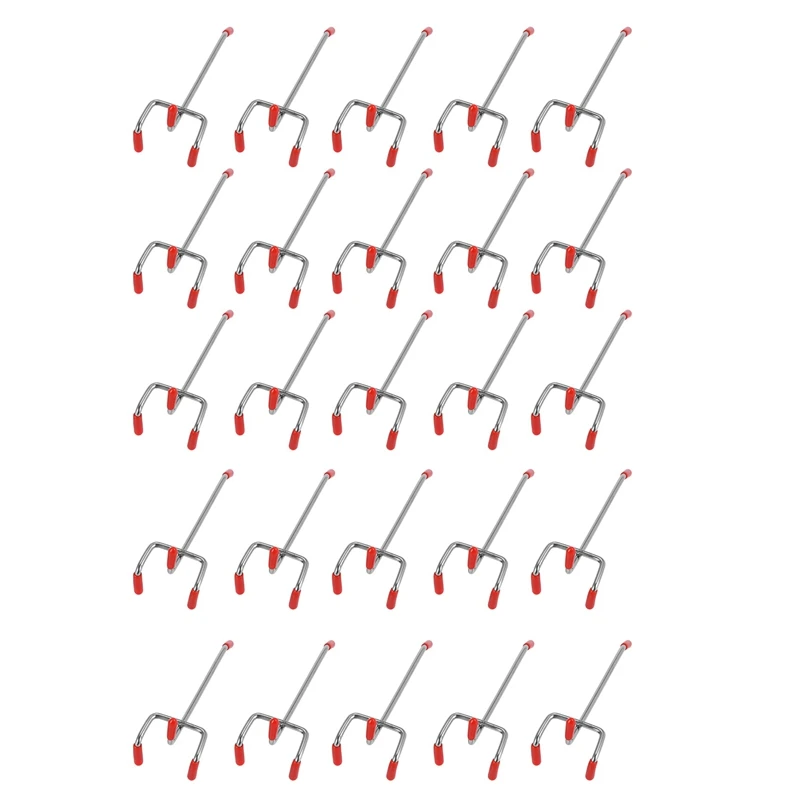 25Pcs 100Mm Pegboard Hooks Slat Wall Retail Display Shop Peg Hang Fits Home Hanger Chrome Metal 1-1.5Kg Loading