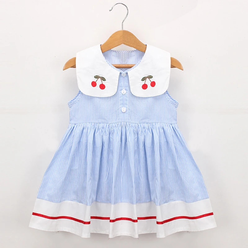 2022 New Summer Girls\' Dress Vest Denim Embroidery Casual Sleeveless Party Princess Dress Children\'S Baby Kids Girls Clothing