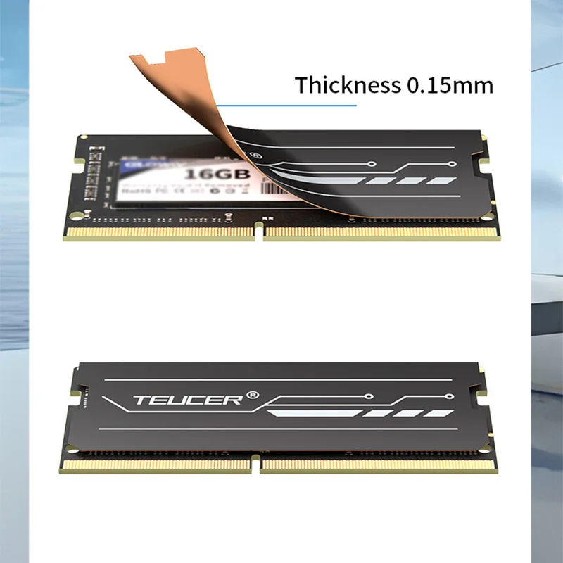 TEUCER Graphene Laptop RAM Heatsink, Dual-Layer Graphene and Copper Foil Design Cooler Memory Radiator for DDR5 DDR4 DDR3 DDR2