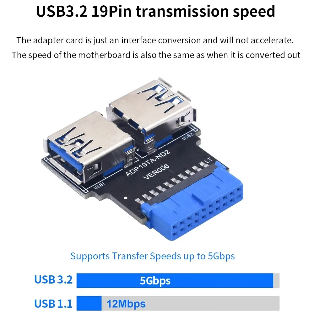 TISHRIC-USB 3.0タイプ-cメス出力、19ピンヘッダーコンバーター、pc、デスクトップ、マザーボードコネクタ用の10gbps