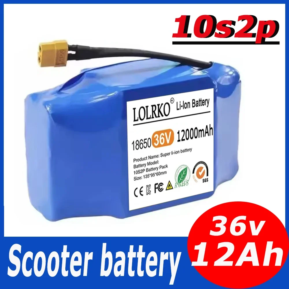 2025 New 36V 12000mAh Lithium Ion Battery Pack,For Electric Self Balancing Scooter HoverBoard Unicycle 10S2P 36V Battery