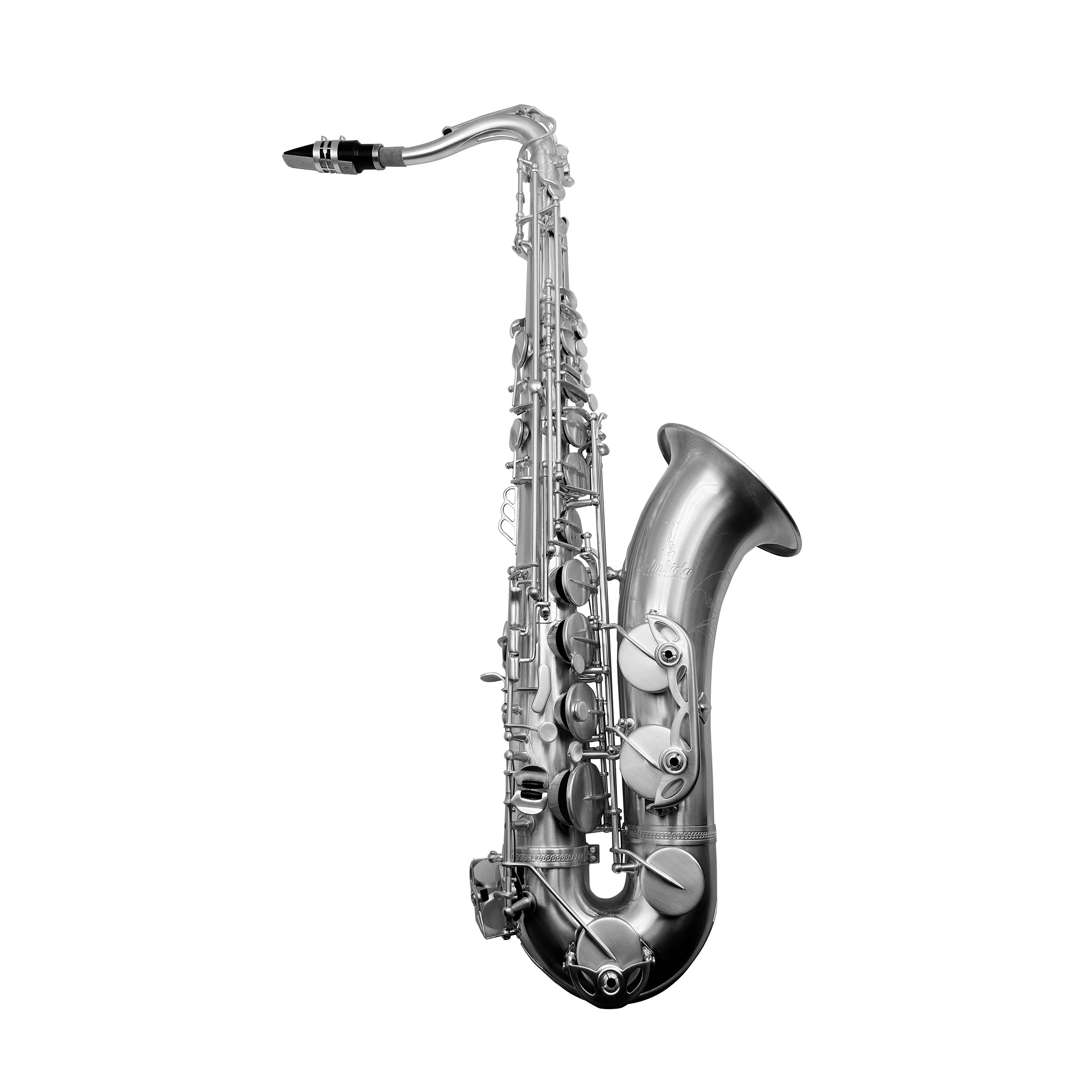 Bb Tone Tenor Saxophone Brass Silk Silver Plated Adjustable Foldable Woodwind For Intermediate Player Band Stage Rehearsal