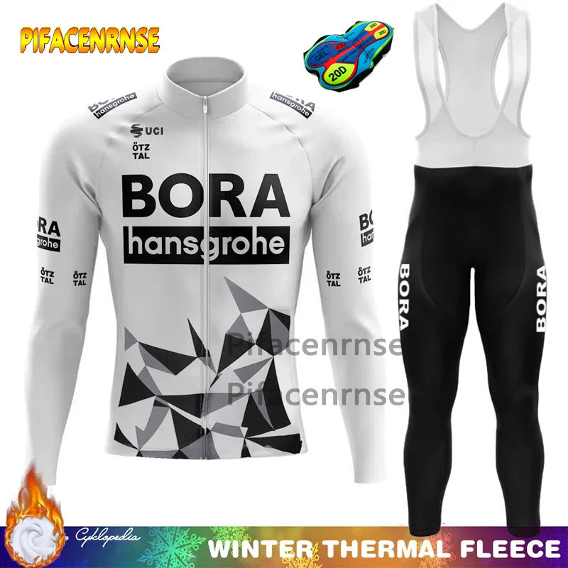 

Triathlon BORA Winter Cycling Jersey Men Thermal Fleece Men's Shirt Outfit 2026 Retro Mtb Clothing Man Set Bike Bib Clothes
