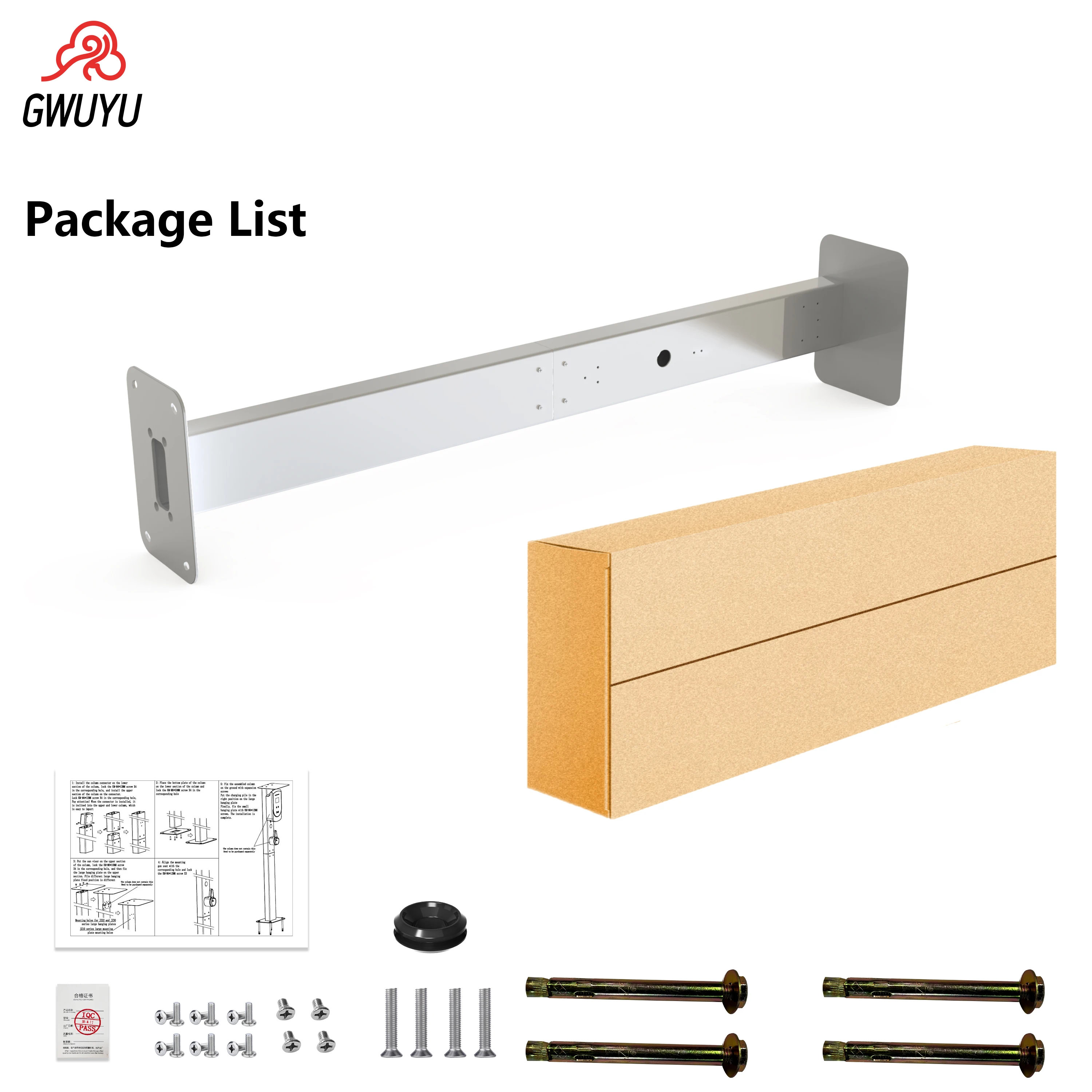 GWUYU Aluminiumlegierung EV-Ladeständer 1M 1,3M Weiß Schwarz Freistehender EV-Ladepfahl Rostfreie Wallbox-Halterung für Ladestationen für Elektrofahrzeuge – Detail 12