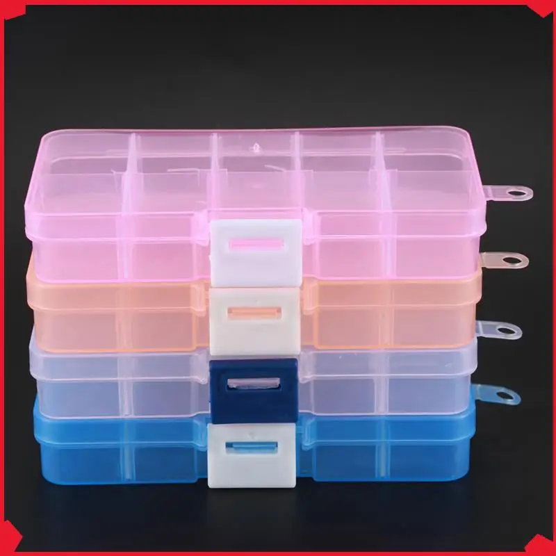 

B17B Pack Of 12Pcs Plastic Jewelry Box Organizer Storage Container With Adjustable Dividers 15 Grids