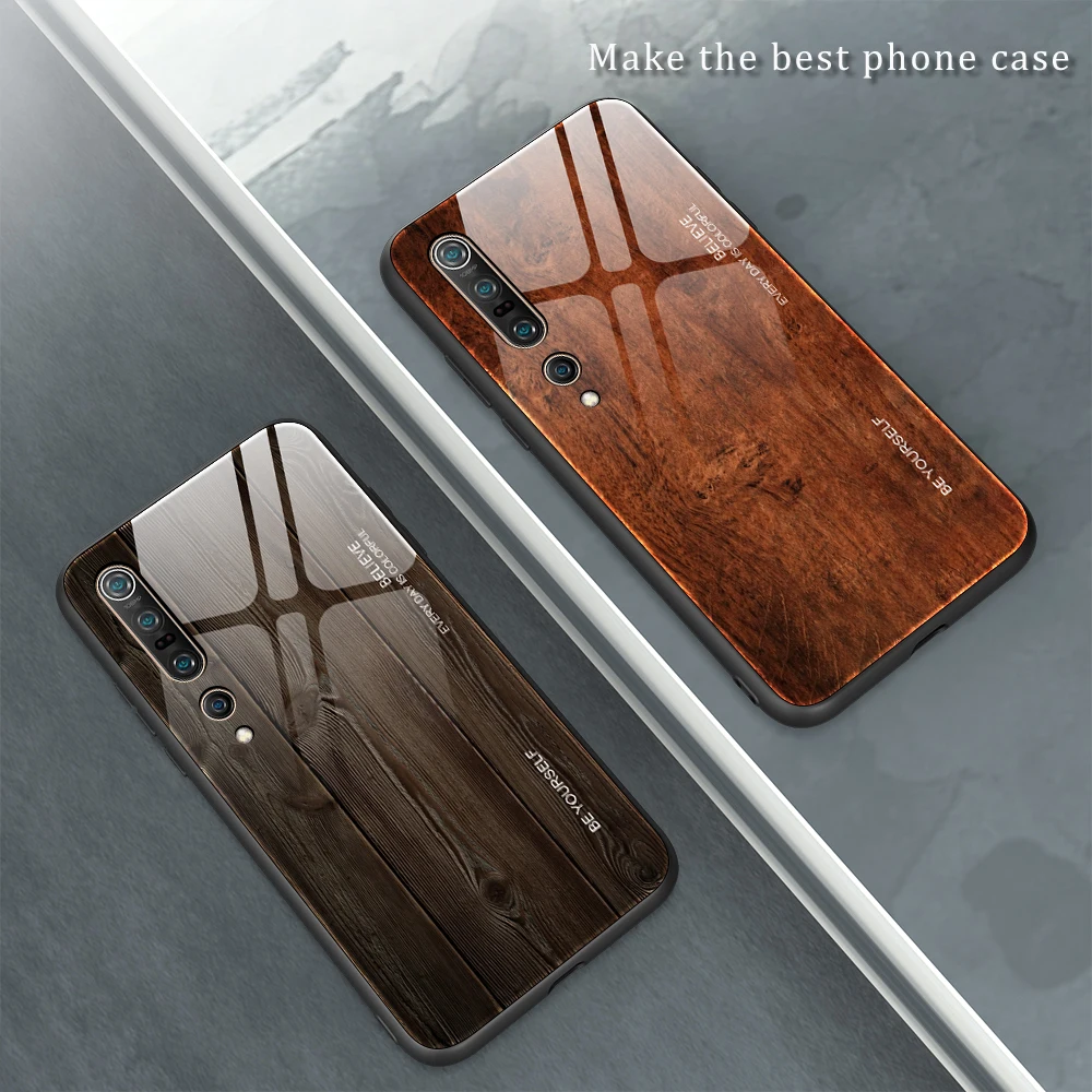 Xiaomi Mi 10T Pro Mi10T Case Wood Grain Tempered Glass Hard Cover Shockproof Phone Case for Xiaomi 10T Pro Xiaomi10T 10T Pro 5G