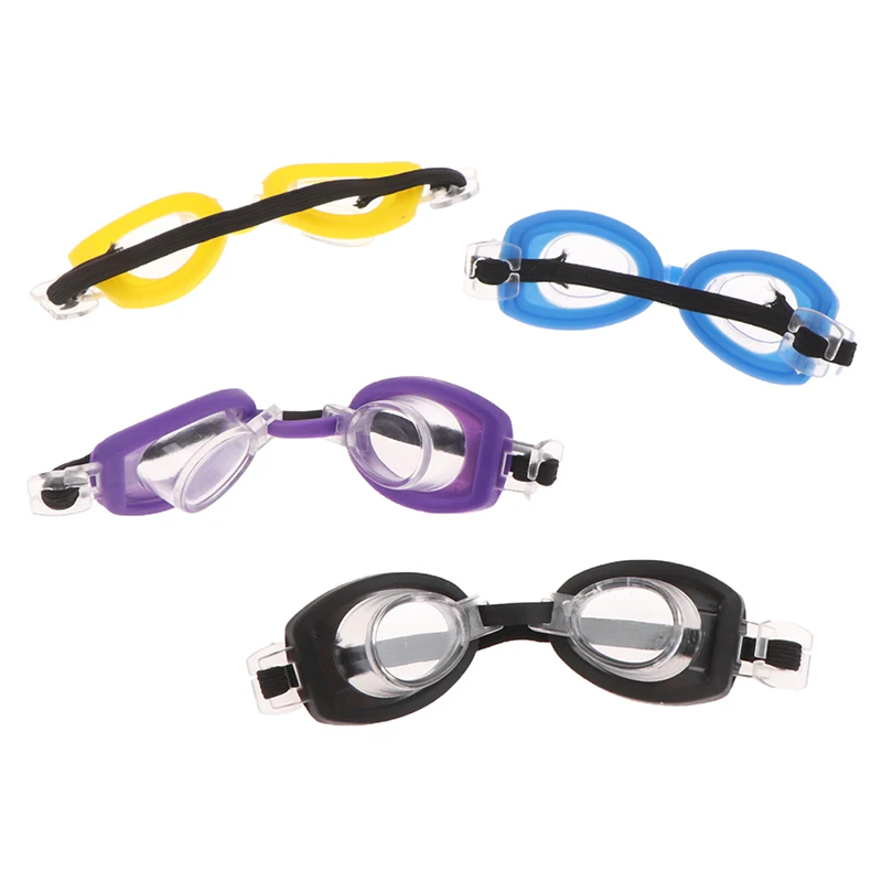 1/6 Mini Doll Swimming Goggles Toy DollHouse Plastic Sports Black Frame Glasses Miniature Diving Eyeglass Dolls Accessories