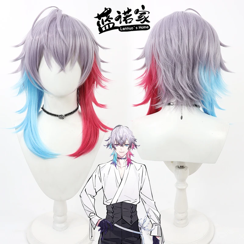 Virtual YouTube Vtuber Gavis Bettel Cosplay Wig Halloween Carnival Party Props Synthetic Hair Heat Resistant Fiber + Wig Cap