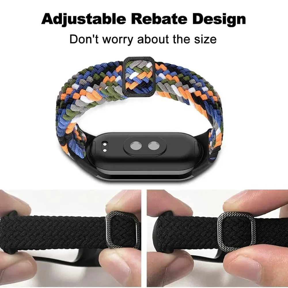 Braided Solo Loop for Xiaomi Mi Band 8 Strap Replacement accessories Elastic Nylon Watchbands correa bracelet for Miband 8 NFC image 3